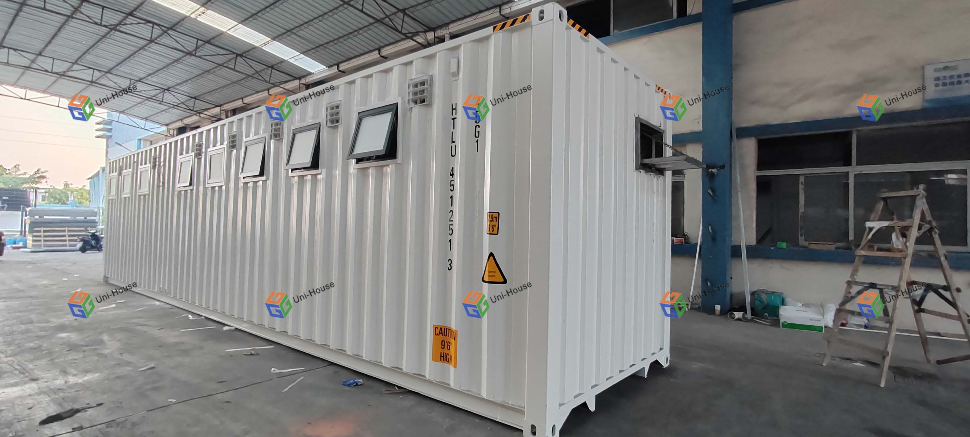 Hawaii shipping containers converted into toilets for workers to use