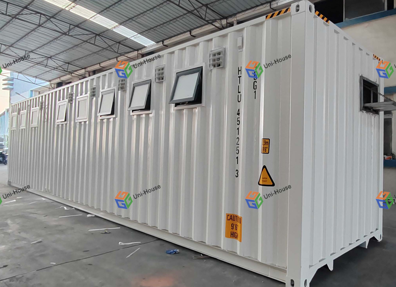Hawaii shipping containers converted into toilets for workers to use